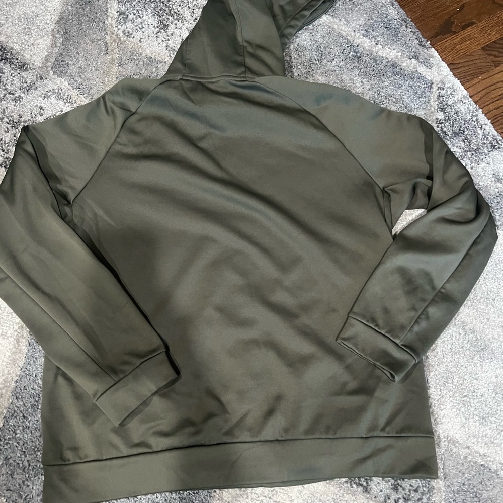 Nike Dri Fit Hoodie Mens XL Olive Green Fleece Lined Swoosh Logo Kangaroo Pocket - Picture 2 of 5